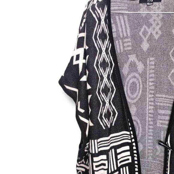 Forever 21 Vest Sz OS Long Open Front Black Hippie Cotton Boho Bohemian Western - Picture 3 of 9